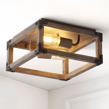 Magnolia 11.5" Iron Rustic Farmhouse LED Flush Mount - JONATHAN Y